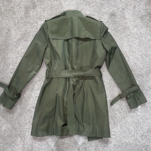 DKNY Army Green Belted Trench Coat - Picture 2 of 5